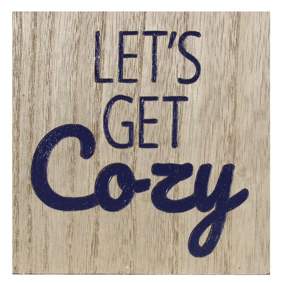 Home Accents * | Top Sellers Let'S Get Cozy Embossed Block Sign, 5