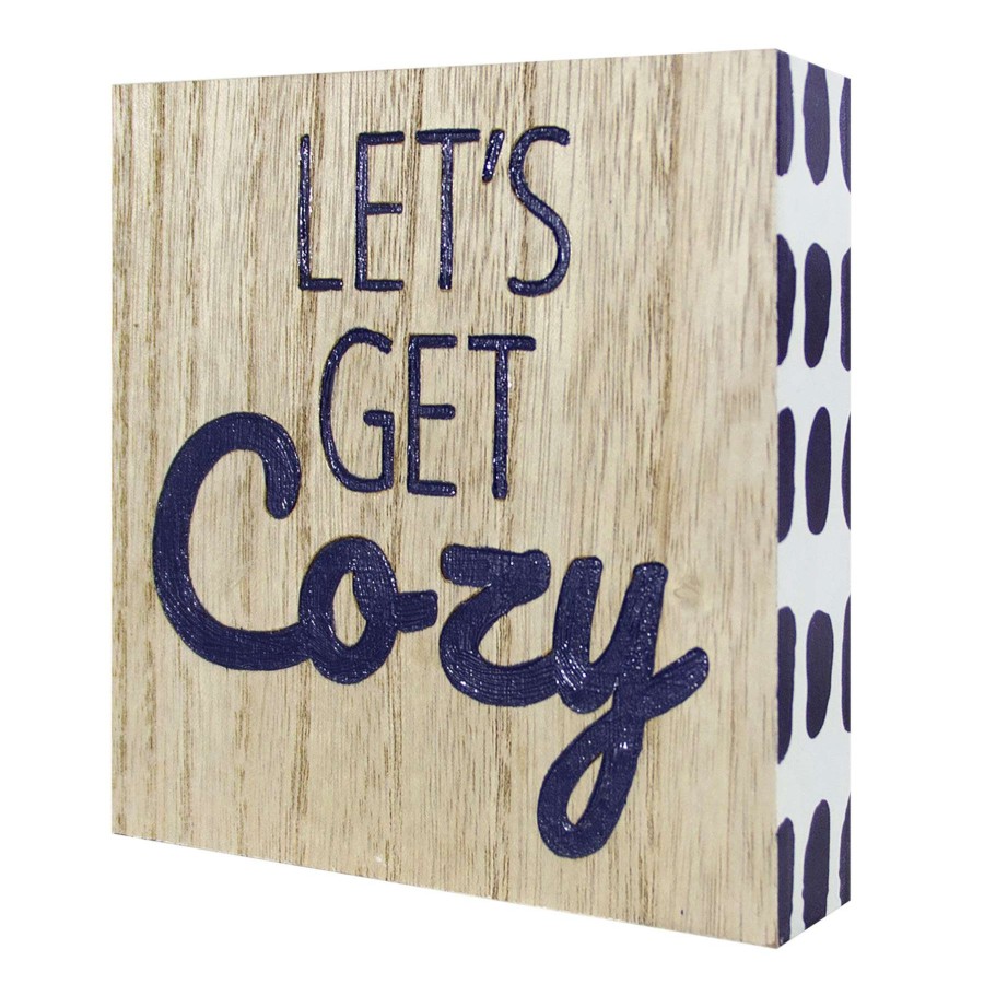 Home Accents * | Top Sellers Let'S Get Cozy Embossed Block Sign, 5