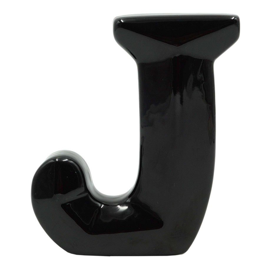 Home Accents * | Outlet Sale 6 Black Ceramic Letter, J