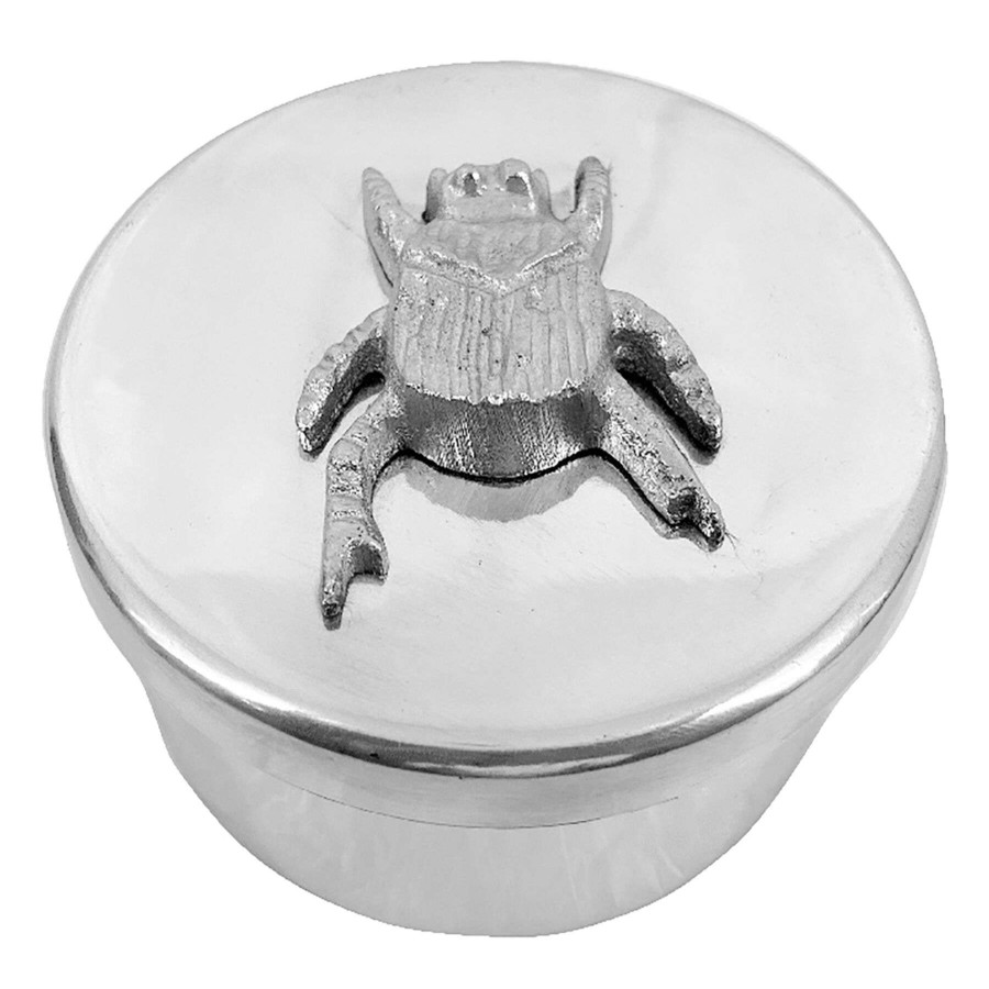 Home Accents * | Attractive Silver Round Box Beetle, 4 3