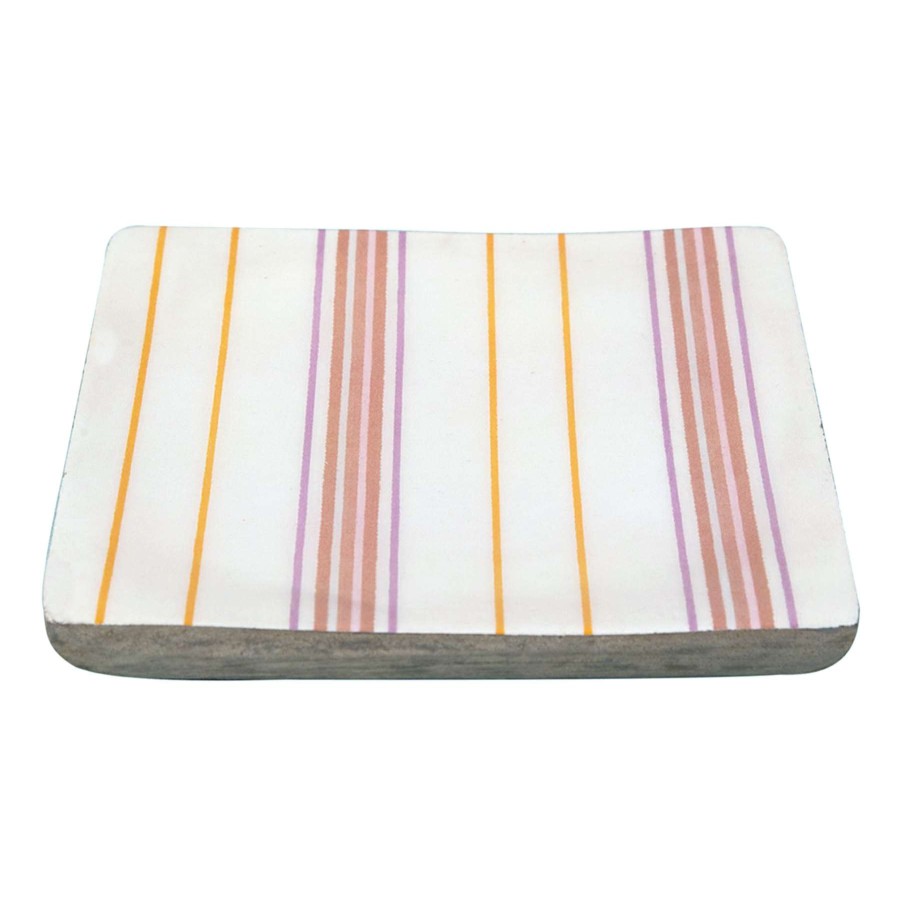 New Style * | Attractive Tracey Boyd Pink Striped Trinket Tray, 5