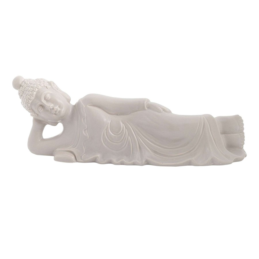 Home Accents * | Top Sellers Grey Ceramic Sleeping Buddha, 5