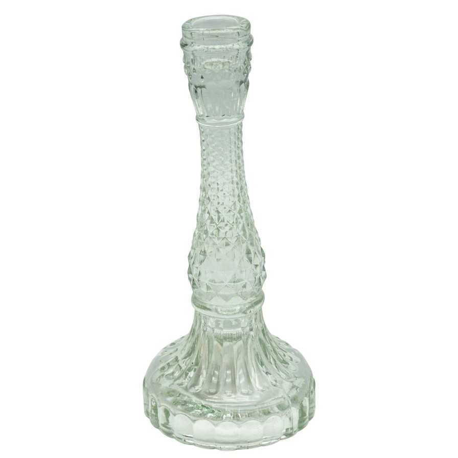 Home Accents * | Closeout Sale Clear Glass Taper Candle Holder, 9