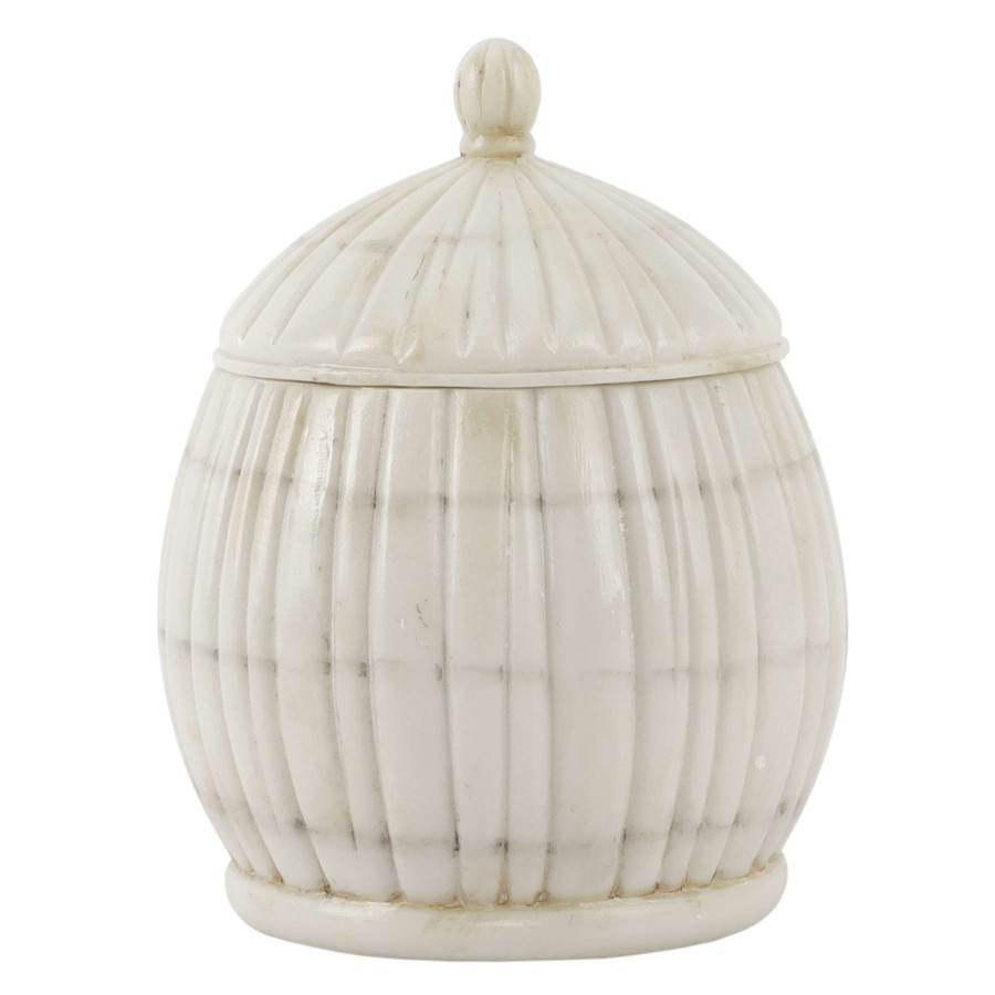 Home Accents * | Exclusive Design White Ribbed Round Box, 4