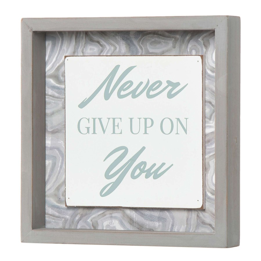 Home Accents * | Best Sellers Laila Ali Never Give Up Grey Framed Sign, 8