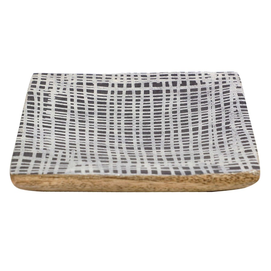 New Style * | Exclusive Black Striped Wood Trinket Tray, 5