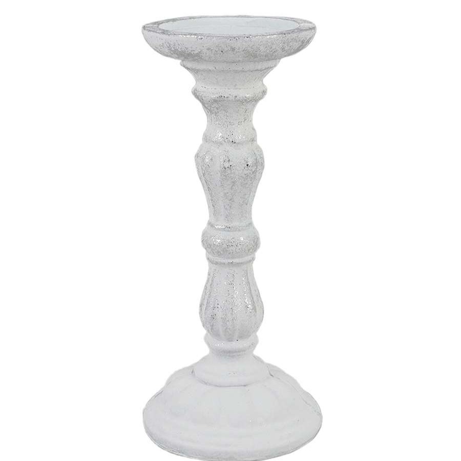 Home Accents * | Outlet Sale White Candle Holder, 9.5