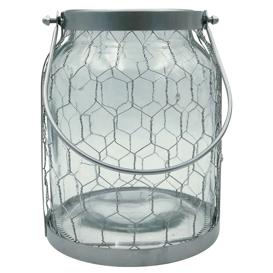 Home Accents * | Exclusive Clear Glass Jar With Silver Mesh Lining, 8