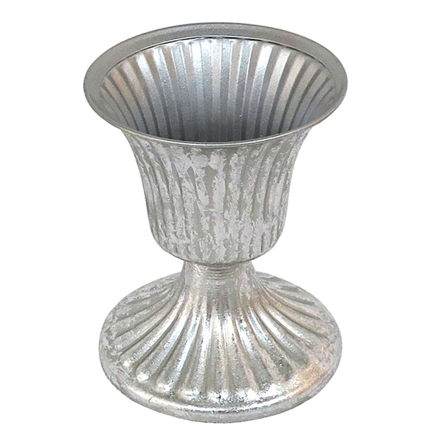 Home Accents * | Sale Grace Mitchell Silver Fluted Metal Vase, 4