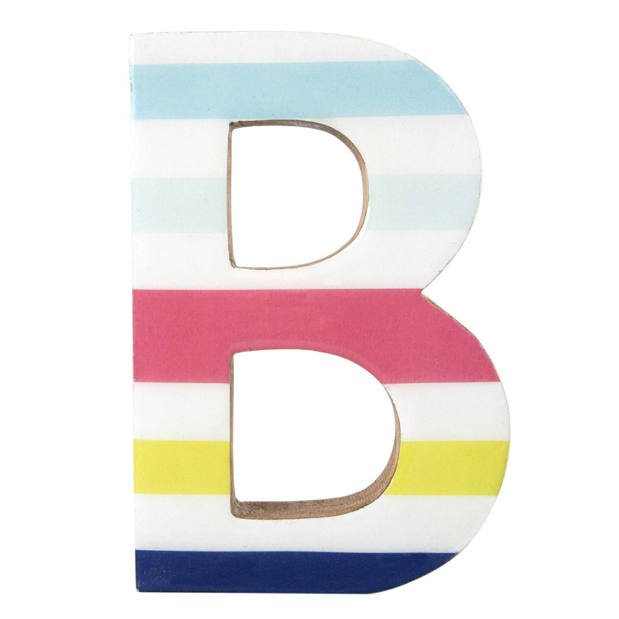 Home Accents * | Flash Sale 6In Multi Stripe Wood Letter B