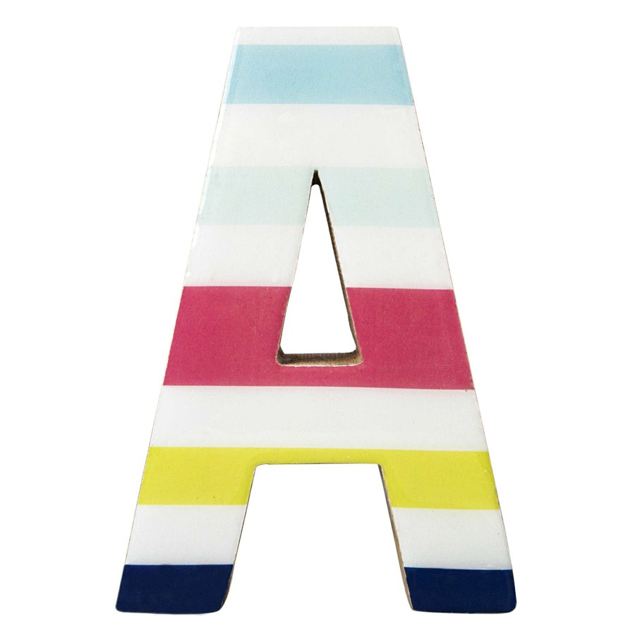 Home Accents * | Top Sellers 6In Multi Stripe Wood Letter A