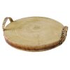 Home Accents * | Exquisite Gifts Round Wood Log Tray With Handles, 16