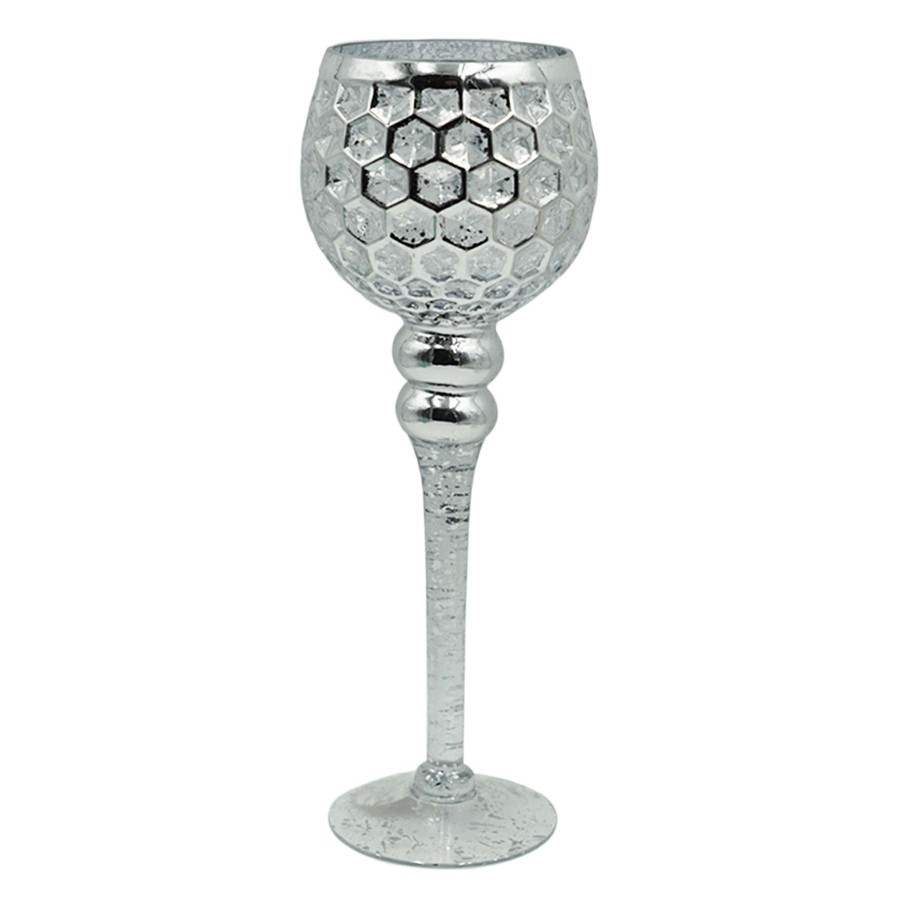 Home Accents * | Low Price Silver Honeycomb Stem Candle Holder, 16