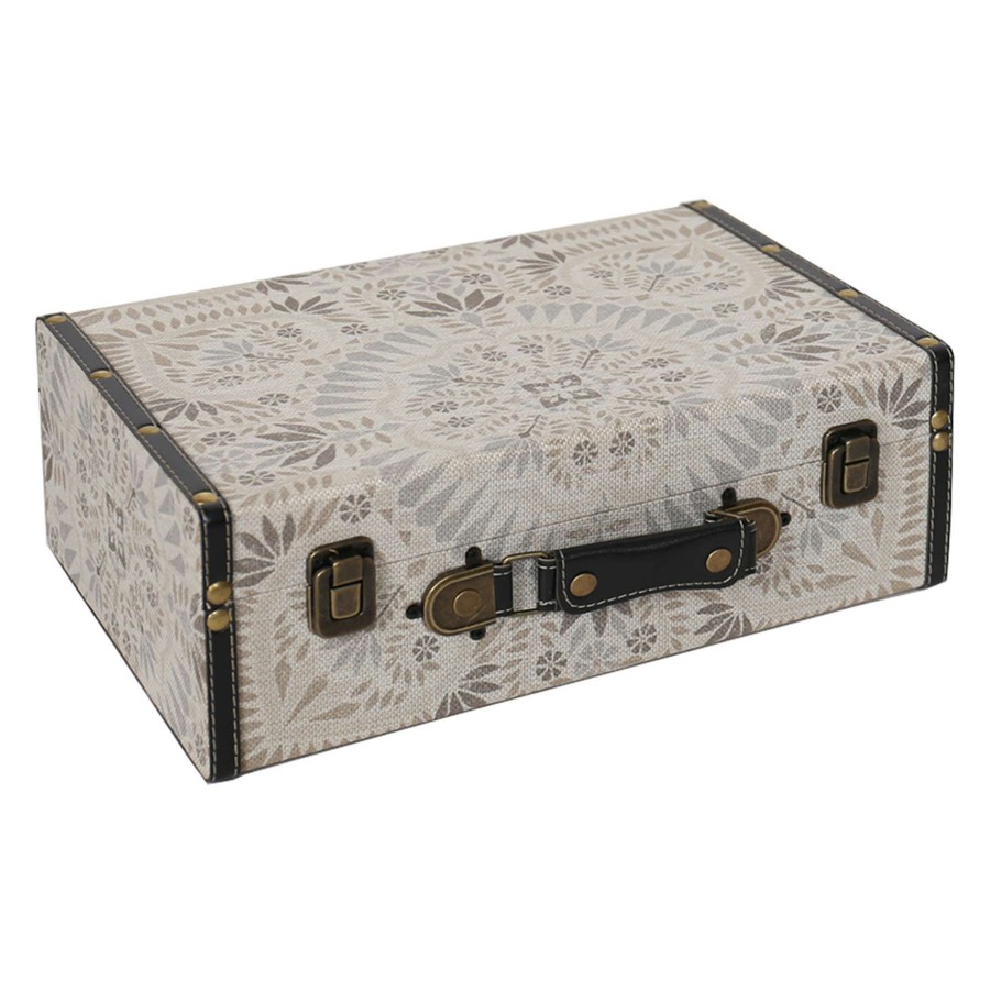 Home Accents * | Sale Neutral Medallion Suitcase, 14 10