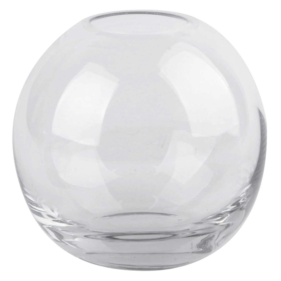 New Style * | Discount Sale Clear Glass Round Vase, 4