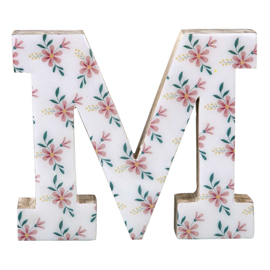 Home Accents * | Low Price 6 Floral Wooden Letter, M