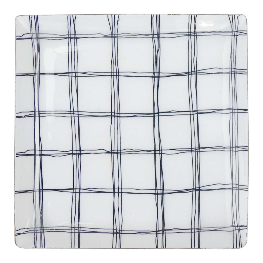 Home Accents * | Outlet Sale Blue Check Trinket Tray, 5