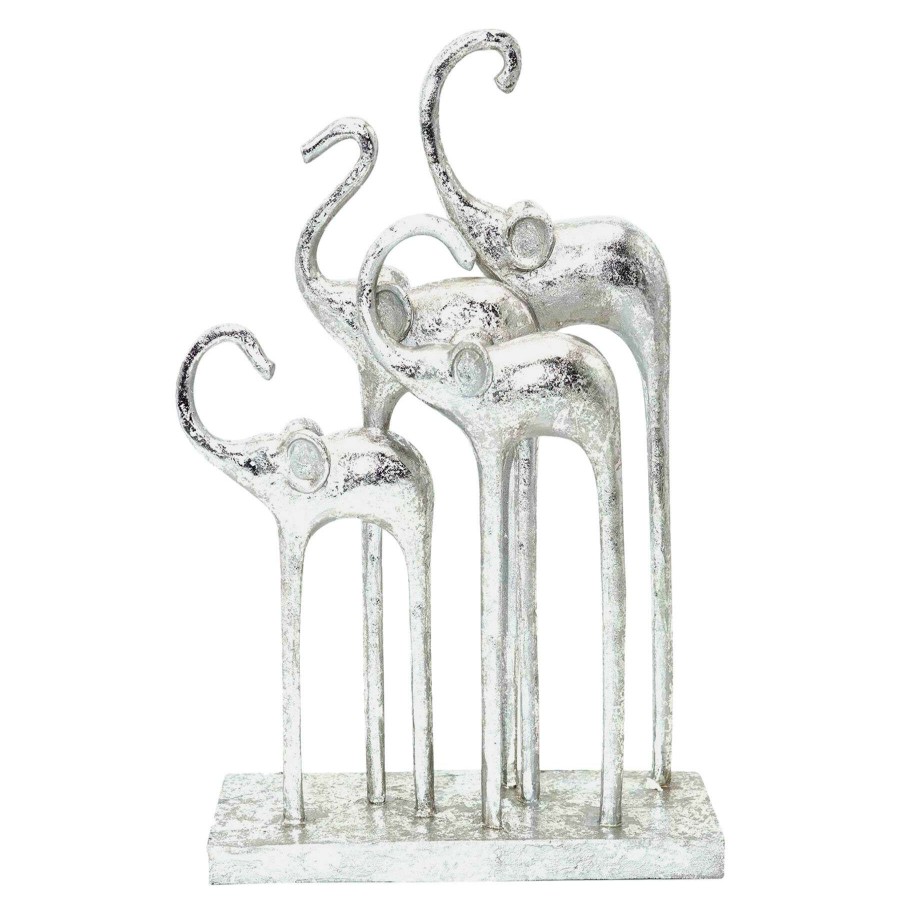 Home Accents * | Top Sellers Silver Elephant Family, 15