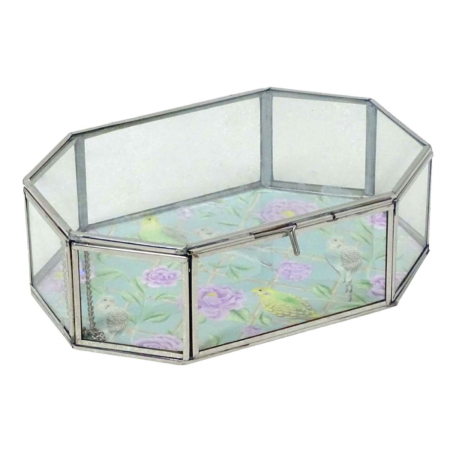 Home Accents * | Flash Sale Grace Mitchell Floral Printed Glass Box, 9