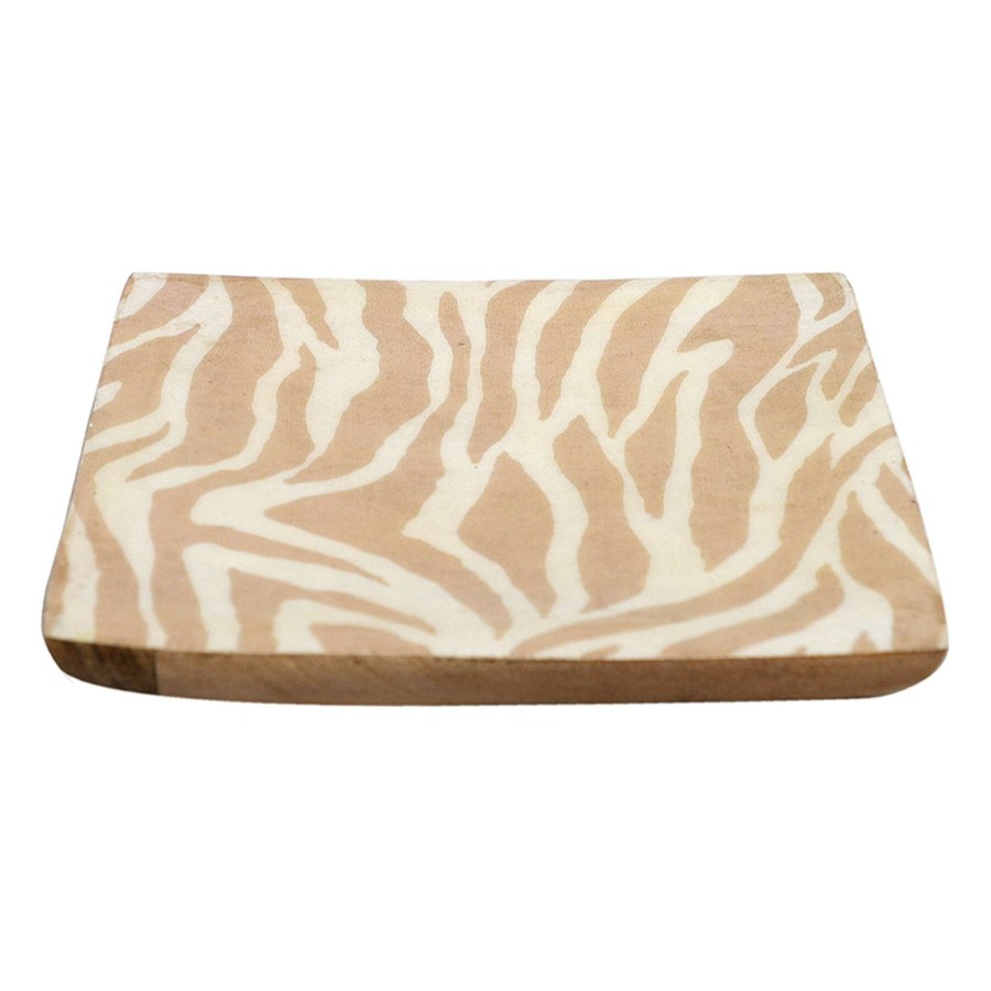 New Style * | Outlet Sale Tan Zebra Wood Trinket Tray, 5