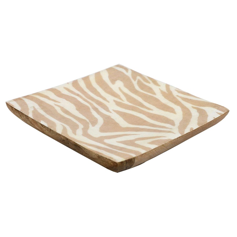 New Style * | Outlet Sale Tan Zebra Wood Trinket Tray, 5