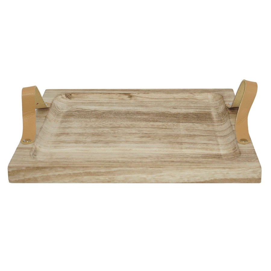 Home Accents * | Sale Wood Tray With Handles, 13