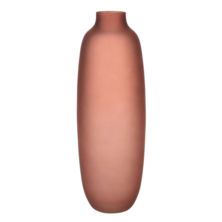 Home Accents * | Attractive Frosted Red Glass Vase, 10.5