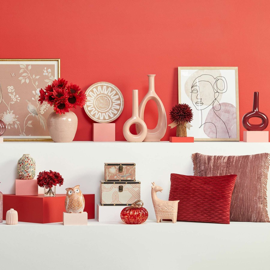 Home Accents * | Featured Red Ceramic Open Vase, 15