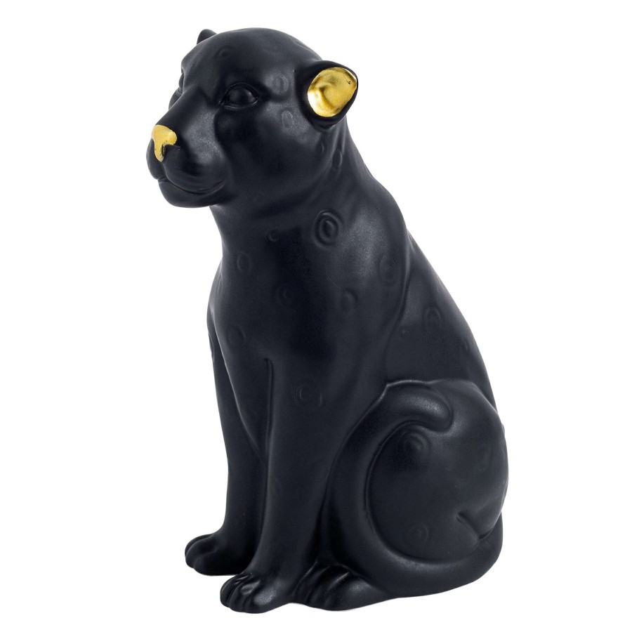 Home Accents * | Best Sellers Matte Black & Gold Ceramic Leopard, 8