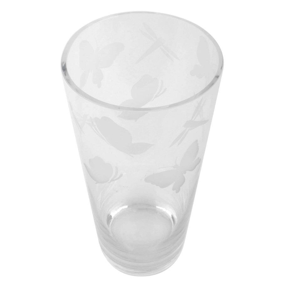 Home Accents * | Low Price Grace Mitchell Clear Etched Glass Vase, 10