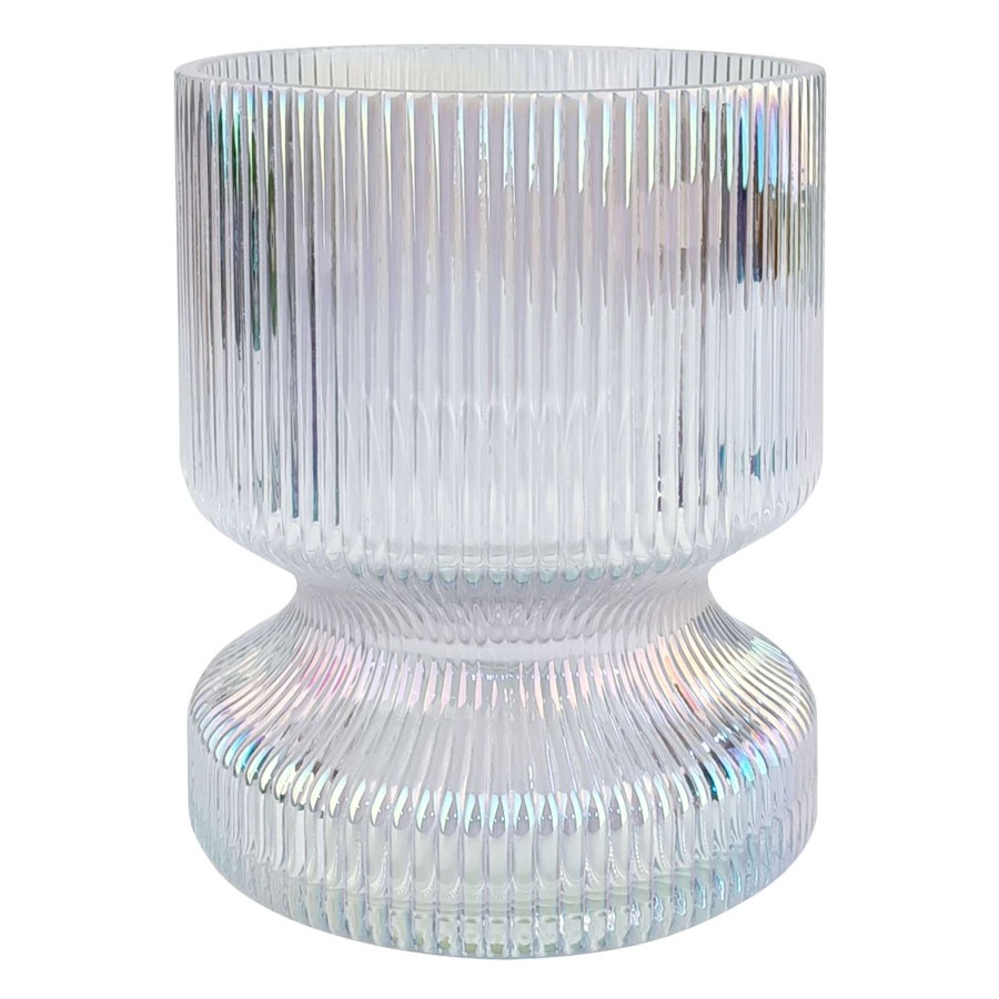 Home Accents * | Exclusive Design Laila Ali Iridescent Fluted Glass Vase, 6