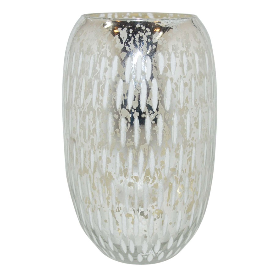 Home Accents * | Top Sellers White Etched Mercury Glass Vase, 6