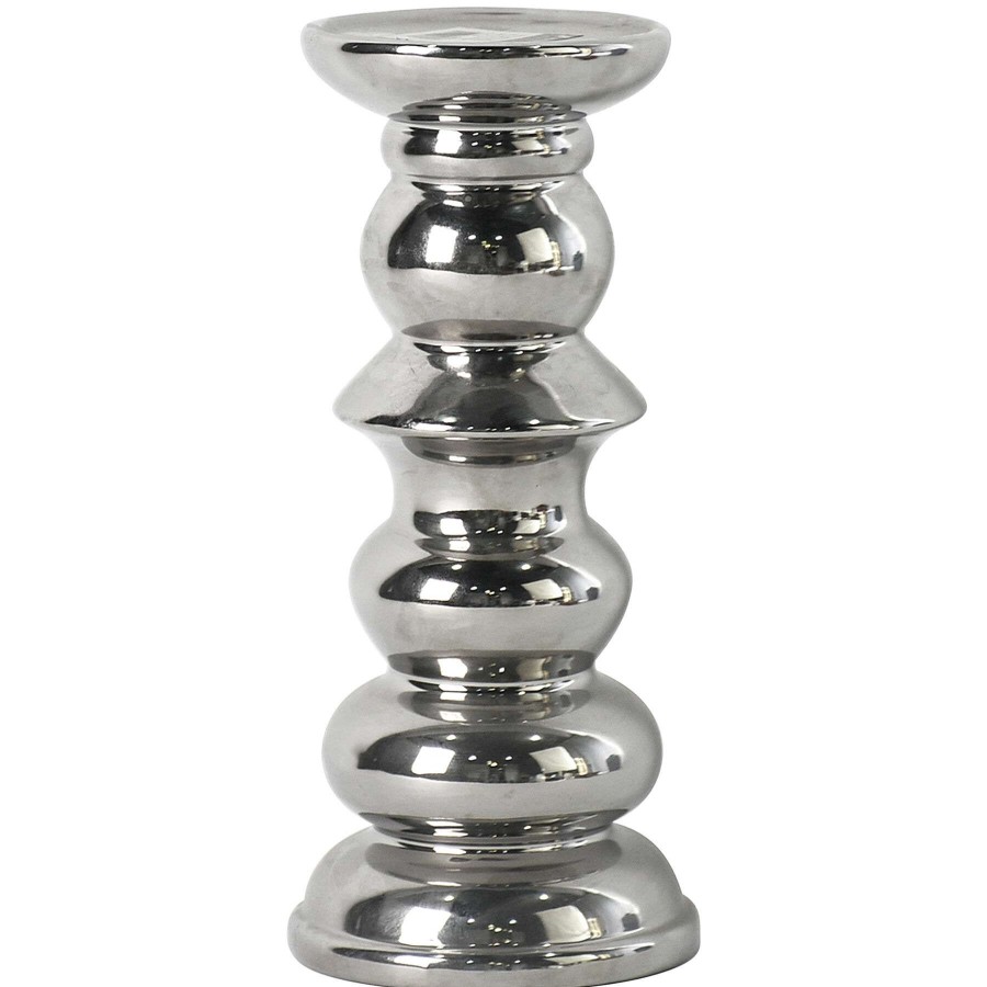 Home Accents * | Reliable Quality Silver Candle Holder, 10.5