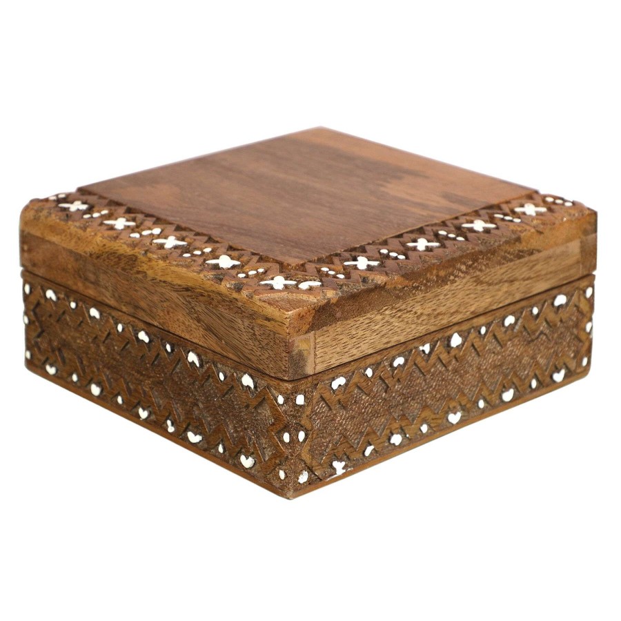 Home Accents * | Sale Tracey Boyd Carved Wood Box, 6