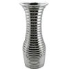 Home Accents * | Sale Silver Ribbed Ceramic Vase, 14