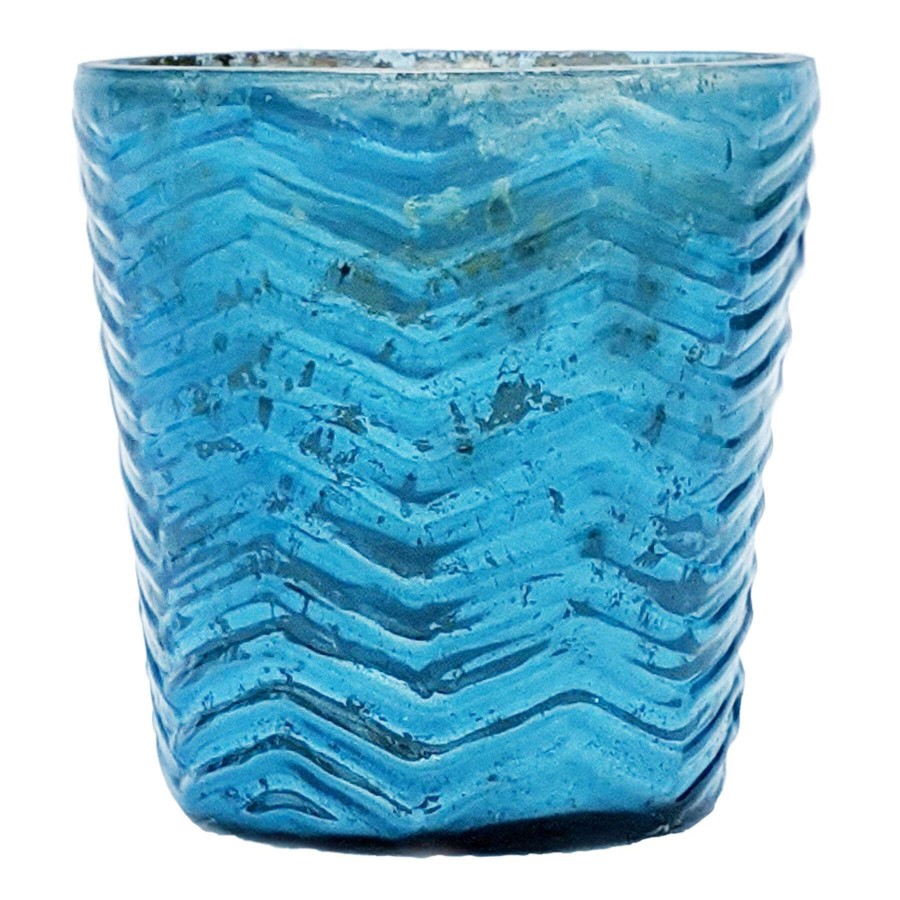 New Style * | Exquisite Gifts Teal Glass Tea Light Candle Holder, 3