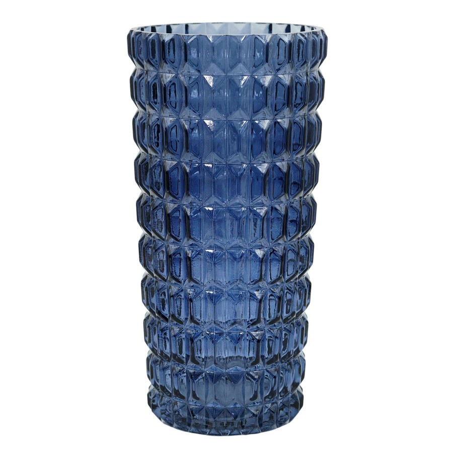 Home Accents * | Clearance Sale Laila Ali Blue Textured Glass Vase, 12