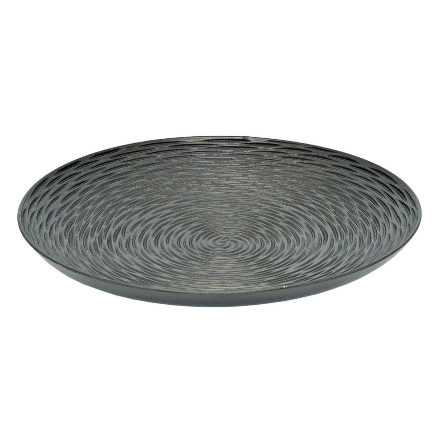 New Style * | Exclusive Black Faux Wood Carved Tray, 16 2