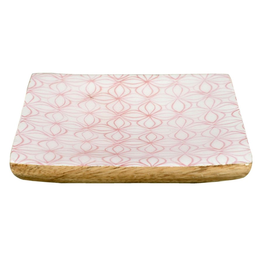 New Style * | Bargain Sale Tracey Boyd Pink Patterned Wood Trinket Tray, 5