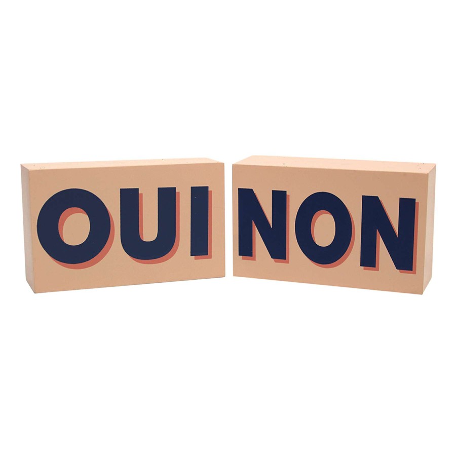 New Style * | Clearance Sale 2-Piece Oui Non Block Sign, 3 5