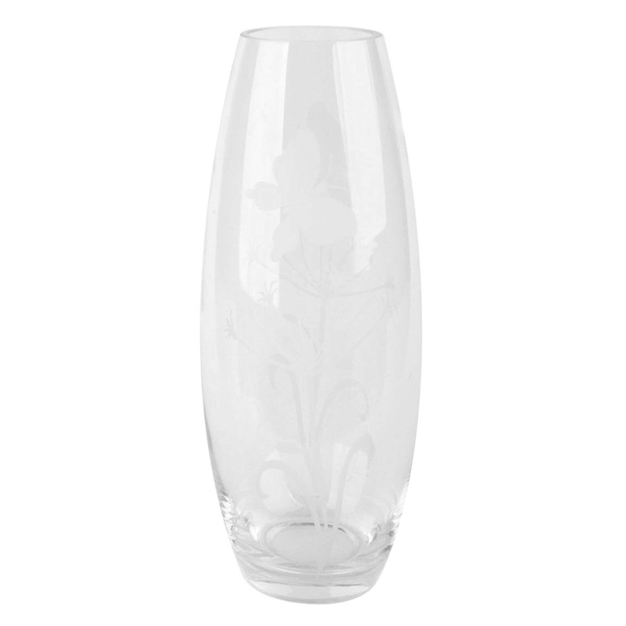 Home Accents * | Attractive Grace Mitchell Clear Etched Glass Vase, 12