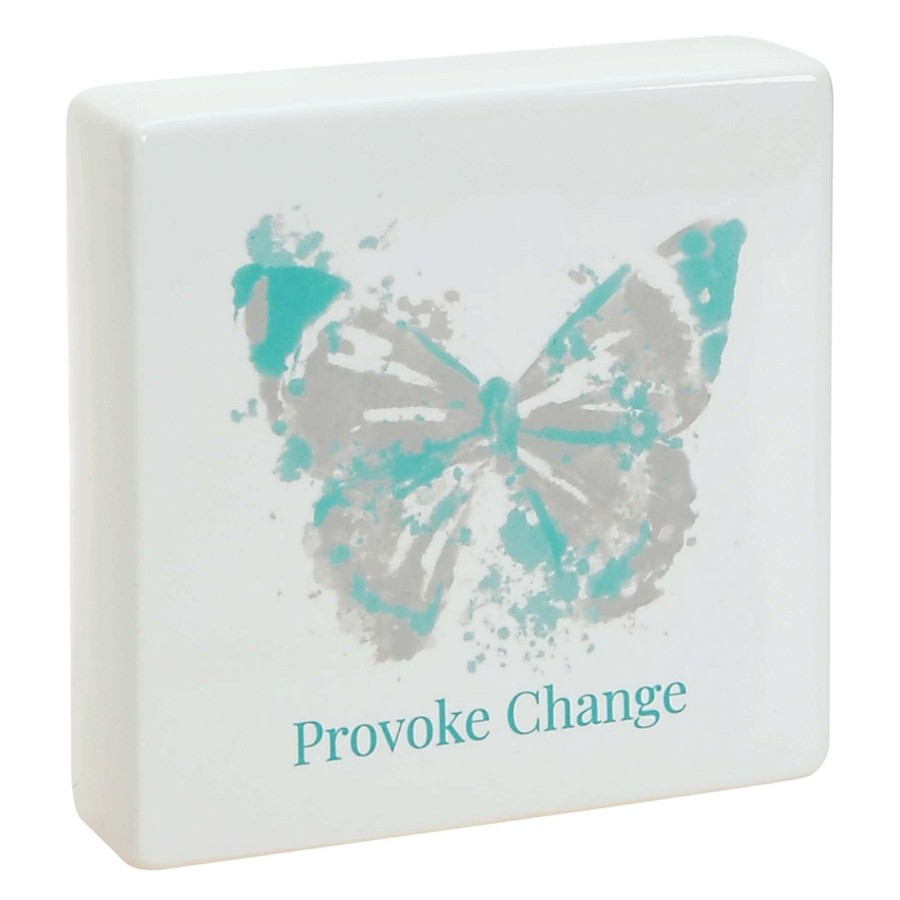 Home Accents * | Attractive Laila Ali Provoke Change Ceramic Block Sign, 6