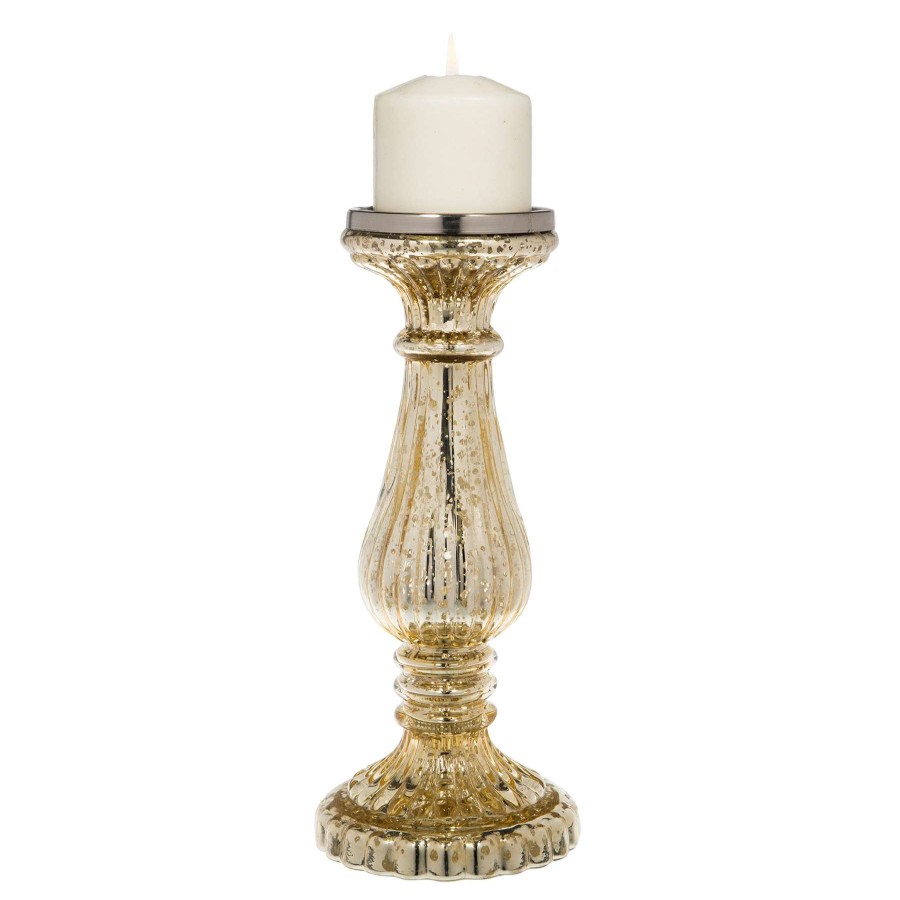 Home Accents * | Best Sellers Champagne Metal Candle Holder, 12