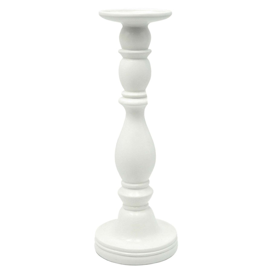 Home Accents * | Exclusive Design White Pillar Candle Holder, 12