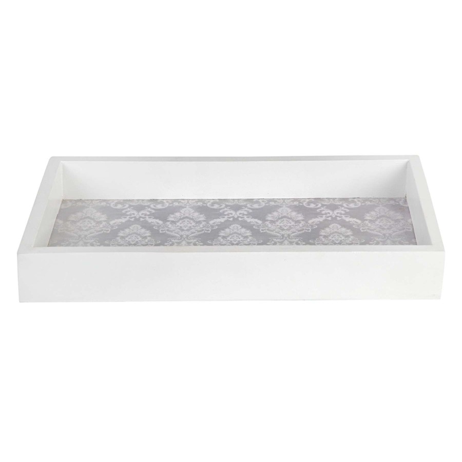 Home Accents * | Original White Damask Faux Wood Tray, 12X6