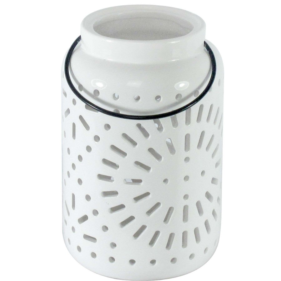 Home Accents * | Sale White Ceramic Pierced Lantern, 7