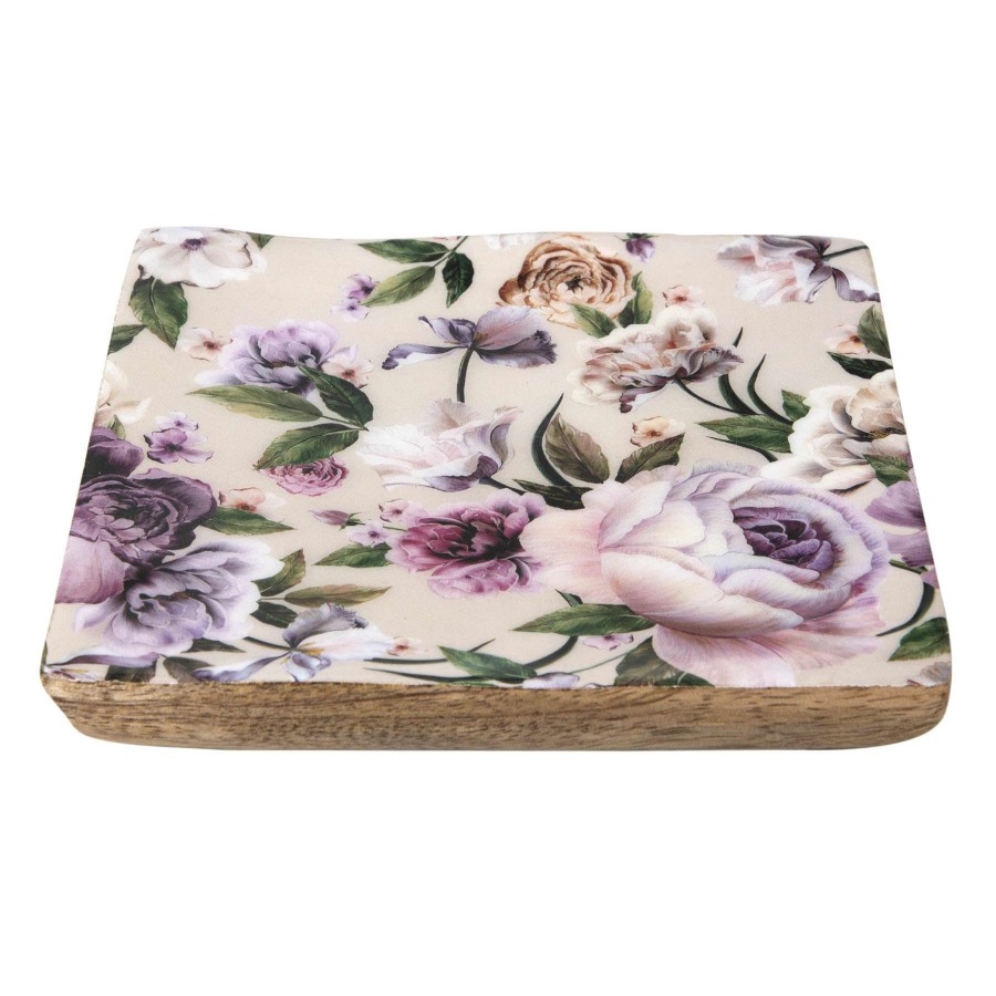 New Style * | Low Price Pink Faux Wood Floral Printed Trinket Tray, 5