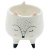 Home Accents * | Featured White Ceramic Fox Face Legged Pot, 6