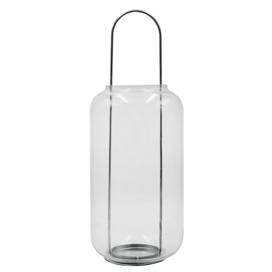 Home Accents * | Cheap Online Glass Lantern With Silver Handle, 14