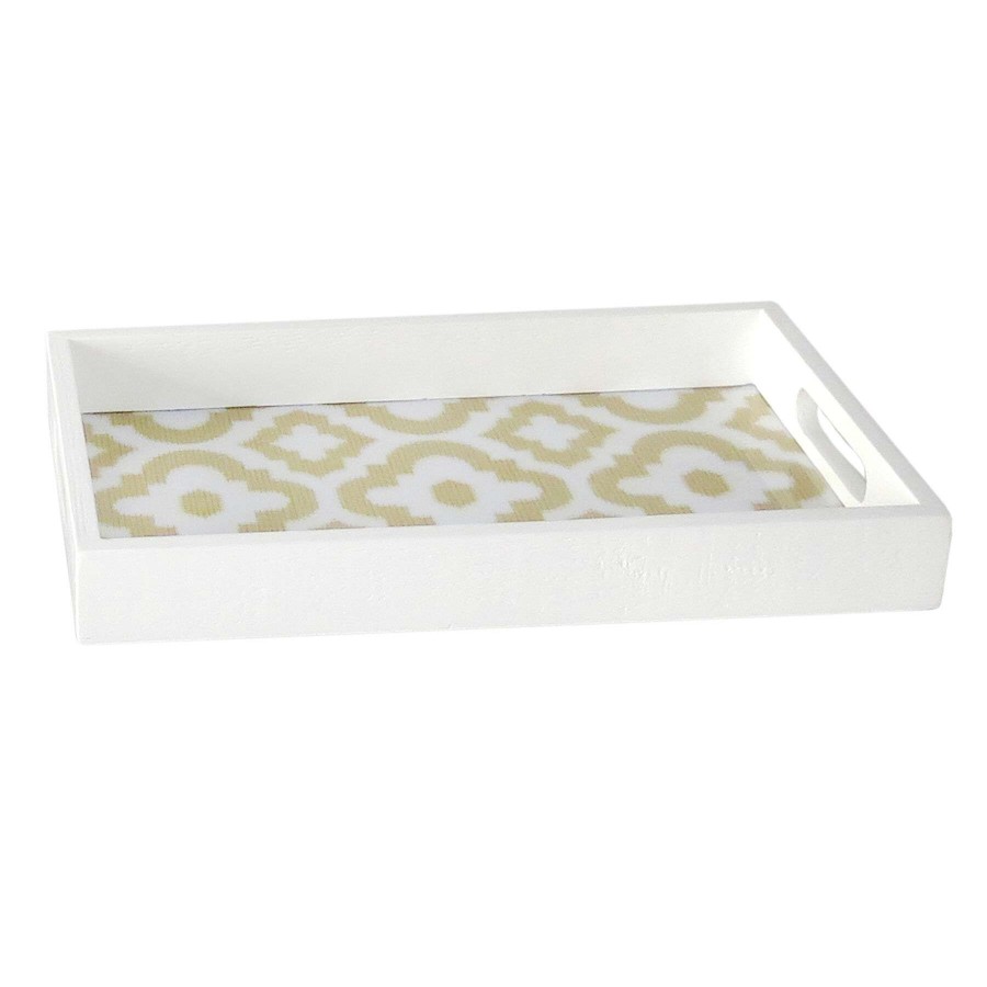 Home Accents * | Bargain Sale Grace Mitchell White & Yellow Wood Decorative Tray, 16 10